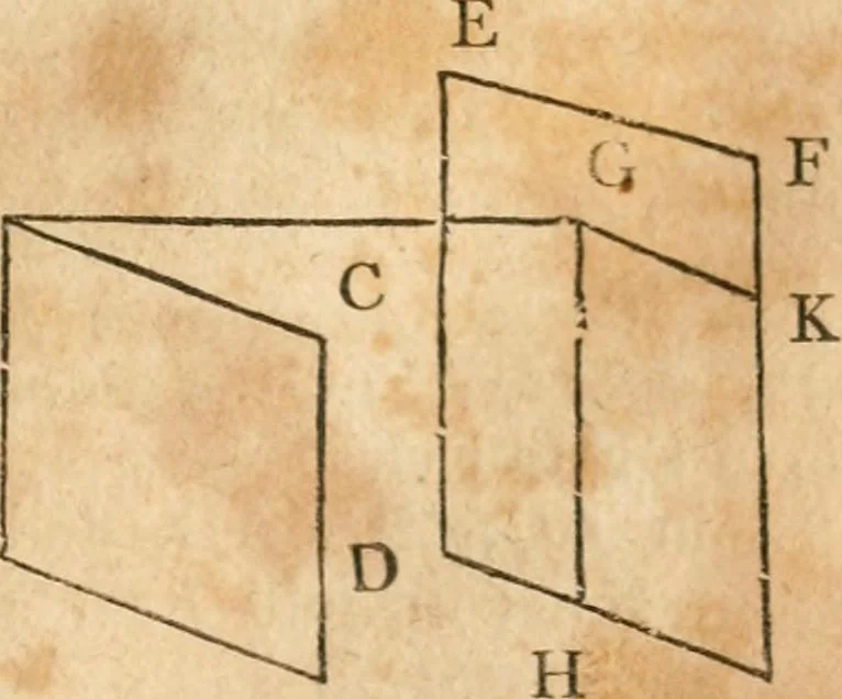 An illustration from The elements of Euclid : viz, the first six books, together with the eleventh and twelfth : the errors, by which Theon, or others, have long ago vitiated these books, are corrected, and some of Euclid's demonstrations are restored : also, The book of Euclid's data, in like manner corrected, 1834, leaf 170