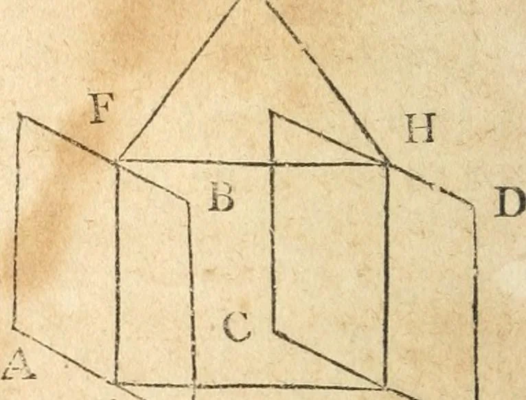 An illustration from The elements of Euclid : viz, the first six books, together with the eleventh and twelfth : the errors, by which Theon, or others, have long ago vitiated these books, are corrected, and some of Euclid's demonstrations are restored : also, The book of Euclid's data, in like manner corrected, 1834, leaf 171