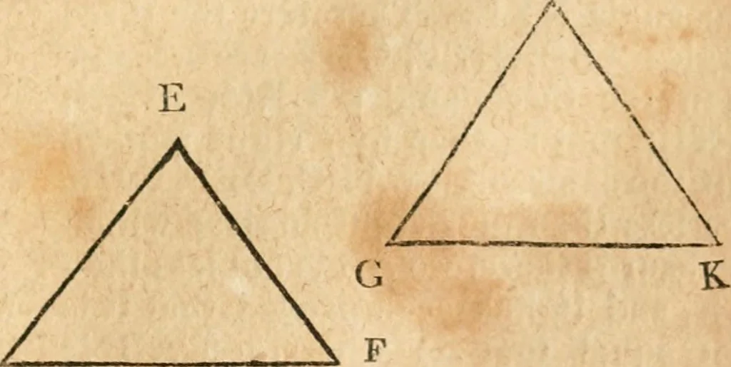 An illustration from The elements of Euclid : viz, the first six books, together with the eleventh and twelfth : the errors, by which Theon, or others, have long ago vitiated these books, are corrected, and some of Euclid's demonstrations are restored : also, The book of Euclid's data, in like manner corrected, 1834, leaf 176