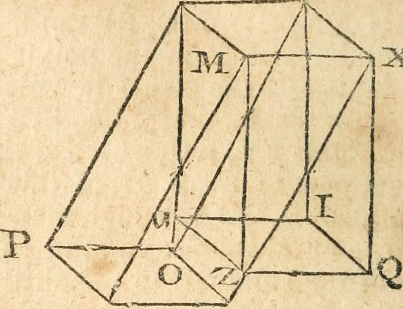 An illustration from The elements of Euclid : viz, the first six books, together with the eleventh and twelfth : the errors, by which Theon, or others, have long ago vitiated these books, are corrected, and some of Euclid's demonstrations are restored : also, The book of Euclid's data, in like manner corrected, 1834, leaf 197