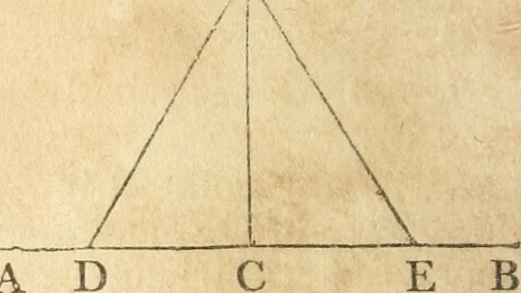 An illustration from The elements of Euclid : viz, the first six books, together with the eleventh and twelfth : the errors, by which Theon, or others, have long ago vitiated these books, are corrected, and some of Euclid's demonstrations are restored : also, The book of Euclid's data, in like manner corrected, 1834, leaf 21