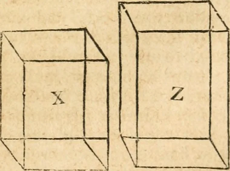 An illustration from The elements of Euclid : viz, the first six books, together with the eleventh and twelfth : the errors, by which Theon, or others, have long ago vitiated these books, are corrected, and some of Euclid's demonstrations are restored : also, The book of Euclid's data, in like manner corrected, 1834, leaf 226