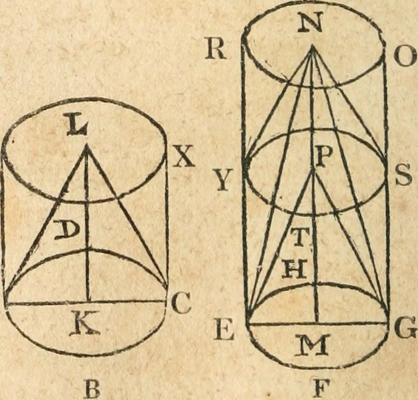 An illustration from The elements of Euclid : viz, the first six books, together with the eleventh and twelfth : the errors, by which Theon, or others, have long ago vitiated these books, are corrected, and some of Euclid's demonstrations are restored : also, The book of Euclid's data, in like manner corrected, 1834, leaf 229