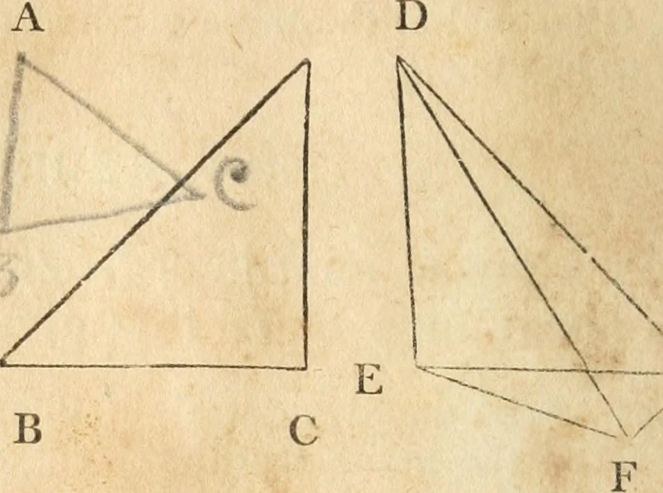 An illustration from The elements of Euclid : viz, the first six books, together with the eleventh and twelfth : the errors, by which Theon, or others, have long ago vitiated these books, are corrected, and some of Euclid's demonstrations are restored : also, The book of Euclid's data, in like manner corrected, 1834, leaf 29