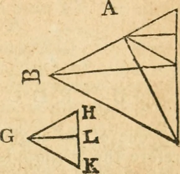 An illustration from The elements of Euclid : viz, the first six books, together with the eleventh and twelfth : the errors, by which Theon, or others, have long ago vitiated these books, are corrected, and some of Euclid's demonstrations are restored : also, The book of Euclid's data, in like manner corrected, 1834, leaf 348