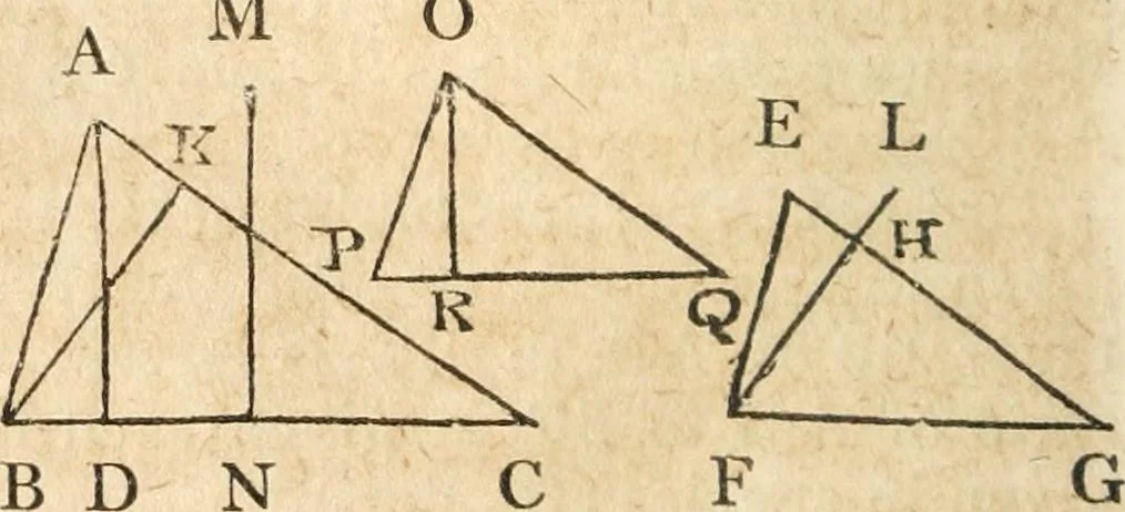 An illustration from The elements of Euclid : viz, the first six books, together with the eleventh and twelfth : the errors, by which Theon, or others, have long ago vitiated these books, are corrected, and some of Euclid's demonstrations are restored : also, The book of Euclid's data, in like manner corrected, 1834, leaf 351