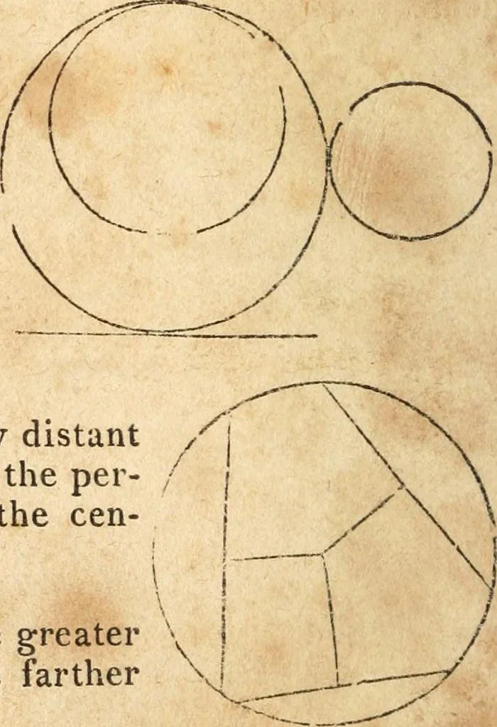 An illustration from The elements of Euclid : viz, the first six books, together with the eleventh and twelfth : the errors, by which Theon, or others, have long ago vitiated these books, are corrected, and some of Euclid's demonstrations are restored : also, The book of Euclid's data, in like manner corrected, 1834, leaf 57