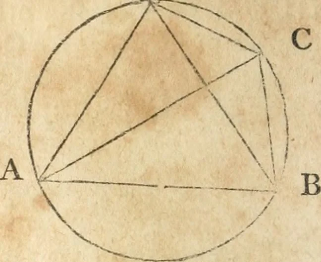 An illustration from The elements of Euclid : viz, the first six books, together with the eleventh and twelfth : the errors, by which Theon, or others, have long ago vitiated these books, are corrected, and some of Euclid's demonstrations are restored : also, The book of Euclid's data, in like manner corrected, 1834, leaf 73