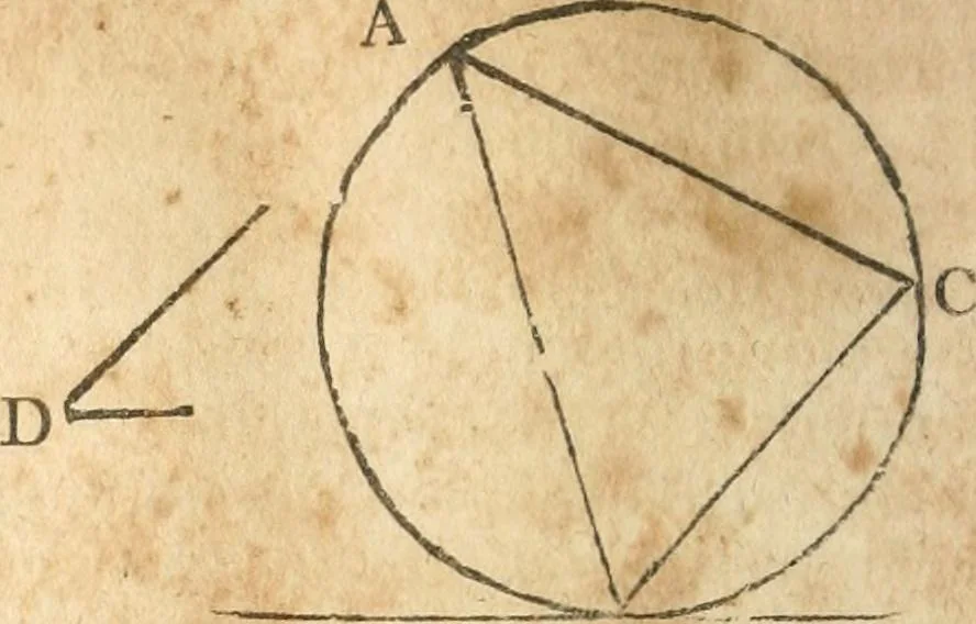 An illustration from The elements of Euclid : viz, the first six books, together with the eleventh and twelfth : the errors, by which Theon, or others, have long ago vitiated these books, are corrected, and some of Euclid's demonstrations are restored : also, The book of Euclid's data, in like manner corrected, 1834, leaf 81
