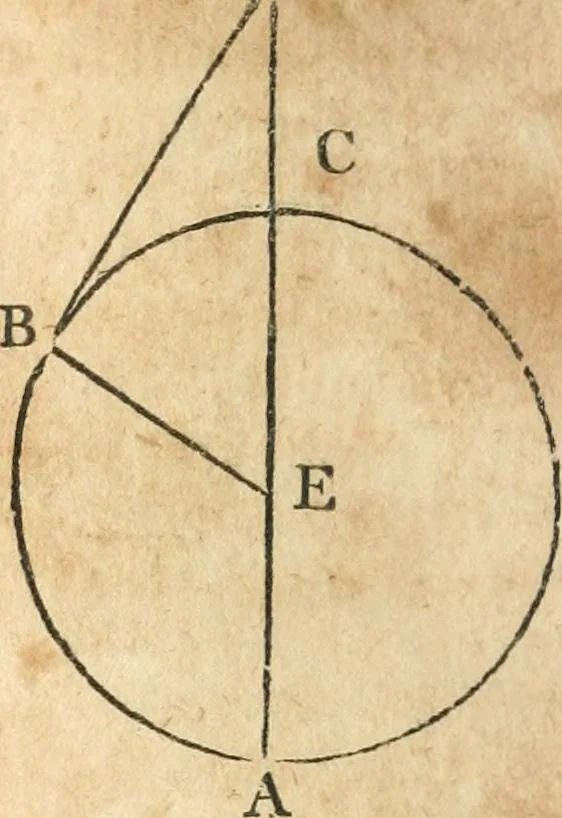 An illustration from The elements of Euclid : viz, the first six books, together with the eleventh and twelfth : the errors, by which Theon, or others, have long ago vitiated these books, are corrected, and some of Euclid's demonstrations are restored : also, The book of Euclid's data, in like manner corrected, 1834, leaf 83