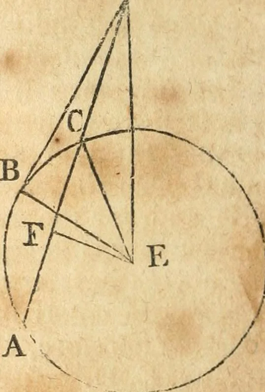 An illustration from The elements of Euclid : viz, the first six books, together with the eleventh and twelfth : the errors, by which Theon, or others, have long ago vitiated these books, are corrected, and some of Euclid's demonstrations are restored : also, The book of Euclid's data, in like manner corrected, 1834, leaf 83