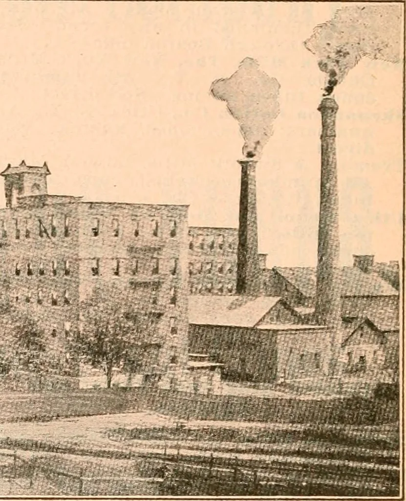 An illustration from Official American textile directory; containing reports of all the textile manufacturing establishments in the United States and Canada, together with the yarn trade index ... Comp. annually by the Textile world journal, 1906, leaf 459