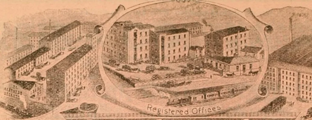 An illustration from Official American textile directory; containing reports of all the textile manufacturing establishments in the United States and Canada, together with the yarn trade index ... Comp. annually by the Textile world journal, 1913, leaf 555