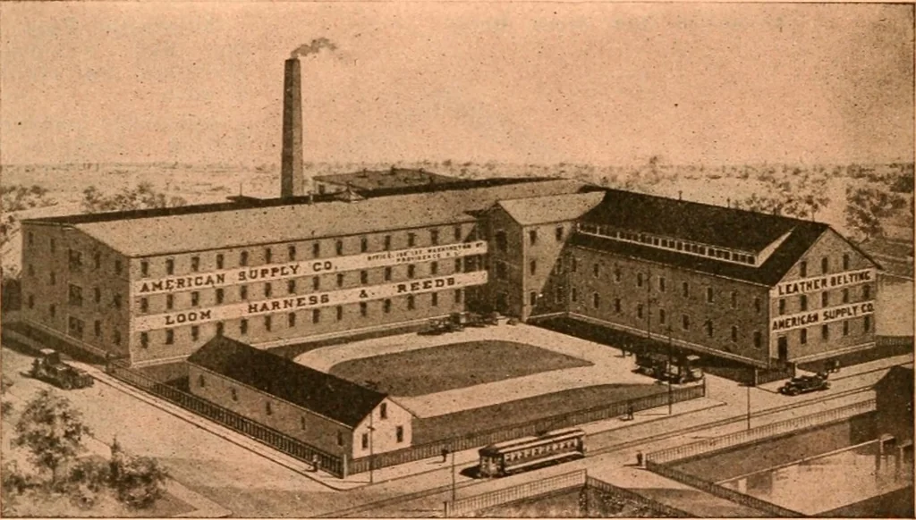 An illustration from Official American textile directory; containing reports of all the textile manufacturing establishments in the United States and Canada, together with the yarn trade index ... Comp. annually by the Textile world journal, 1918, leaf 7