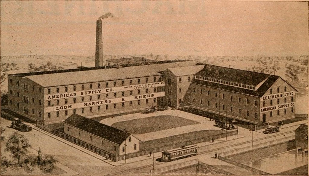 An illustration from Official American textile directory; containing reports of all the textile manufacturing establishments in the United States and Canada, together with the yarn trade index ... Comp. annually by the Textile world journal, 1920, leaf 7