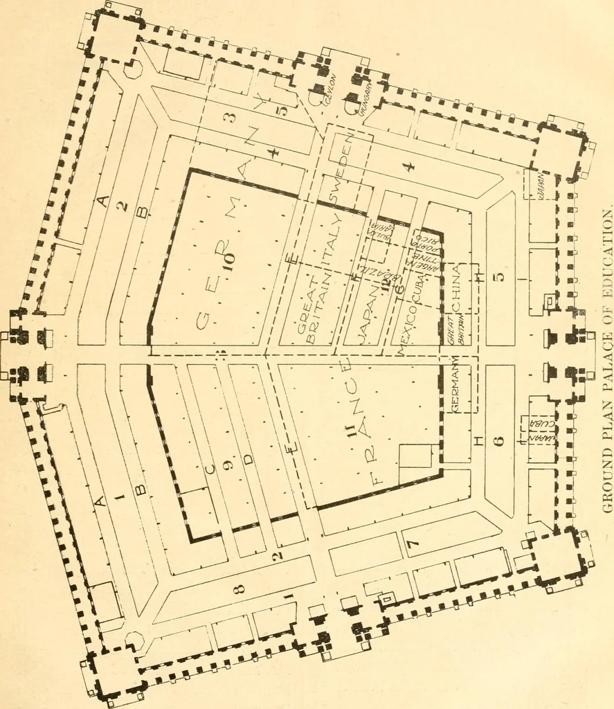 An illustration from Official catalogue of exhibitors. Universal exposition. St. Louis, U.S.A. 1904. : Division of exhibits. Department A. Education [to H. Agriculture; J. Horticulture to P. Physical Culture; R. Livestock.], 1904, leaf 12
