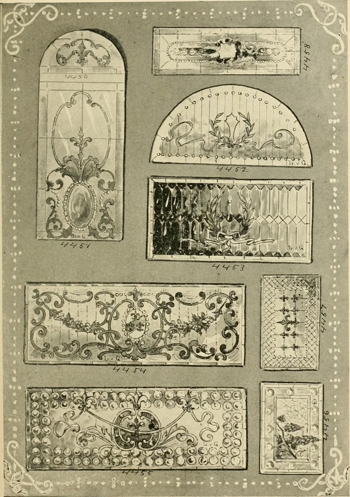 An illustration from Official catalogue and price lists on public and domestic art glass., 1897, leaf 54