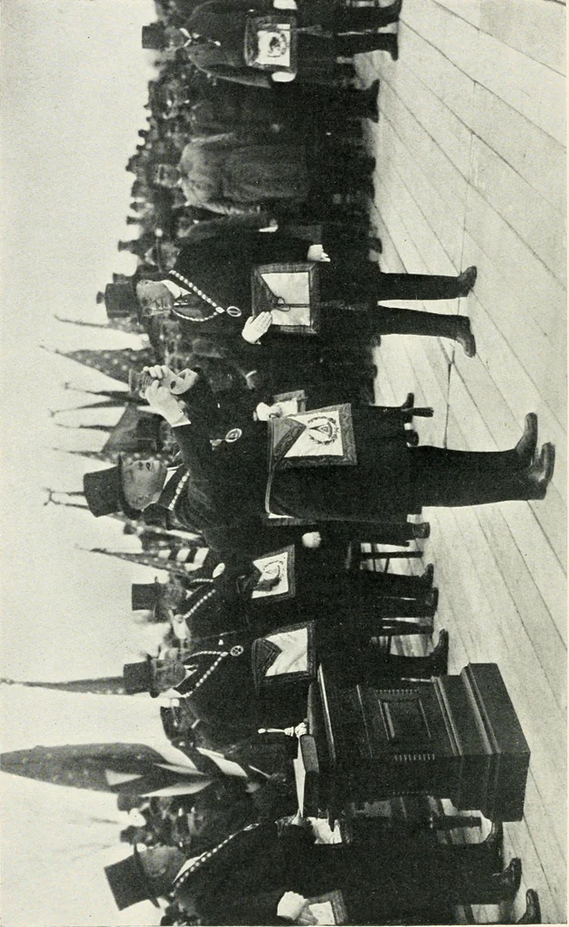 An illustration from Official exposition record and history of Masonry in the state of New York in connection with first annual fashion exposition for the benefit of Masonic hospital activities, May 8 to 13, 1922, 1922, leaf 157