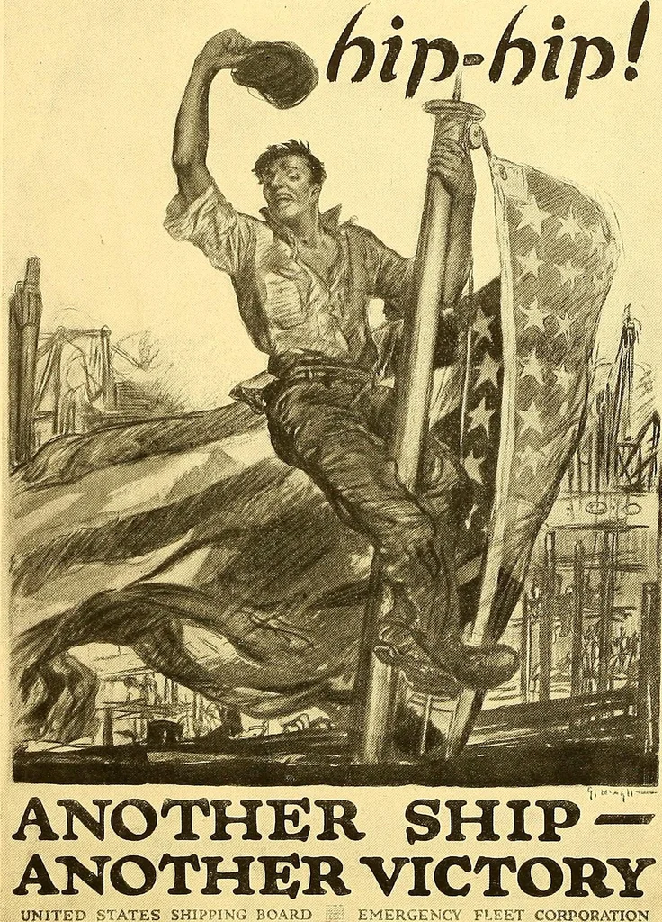 An illustration from Official posters issued by the United States Shipping Board Emergency Fleet Corporation : book no. 1, 1918, leaf 11