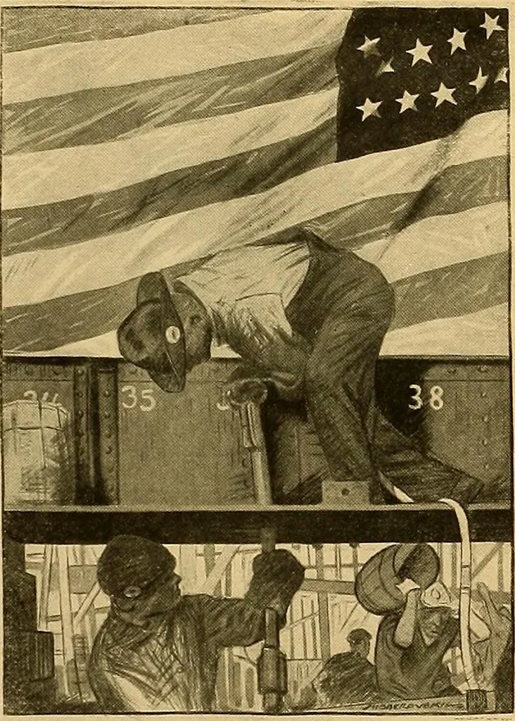 An illustration from Official posters issued by the United States Shipping Board Emergency Fleet Corporation : book no. 1, 1918, leaf 16