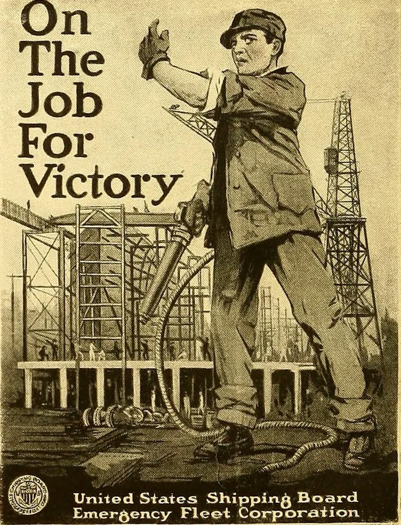 An illustration from Official posters issued by the United States Shipping Board Emergency Fleet Corporation : book no. 1, 1918, leaf 19