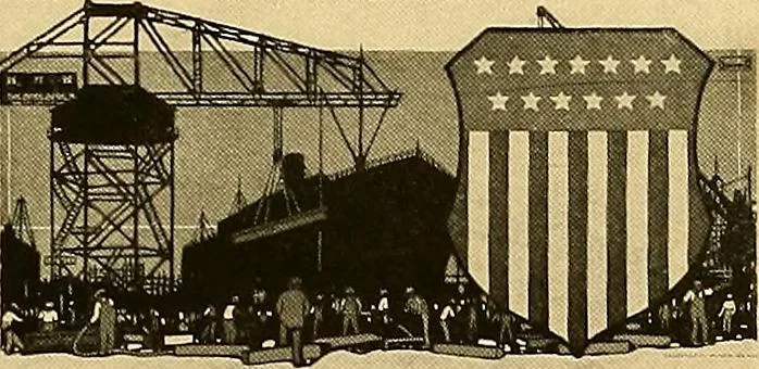 An illustration from Official posters issued by the United States Shipping Board Emergency Fleet Corporation : book no. 1, 1918, leaf 20