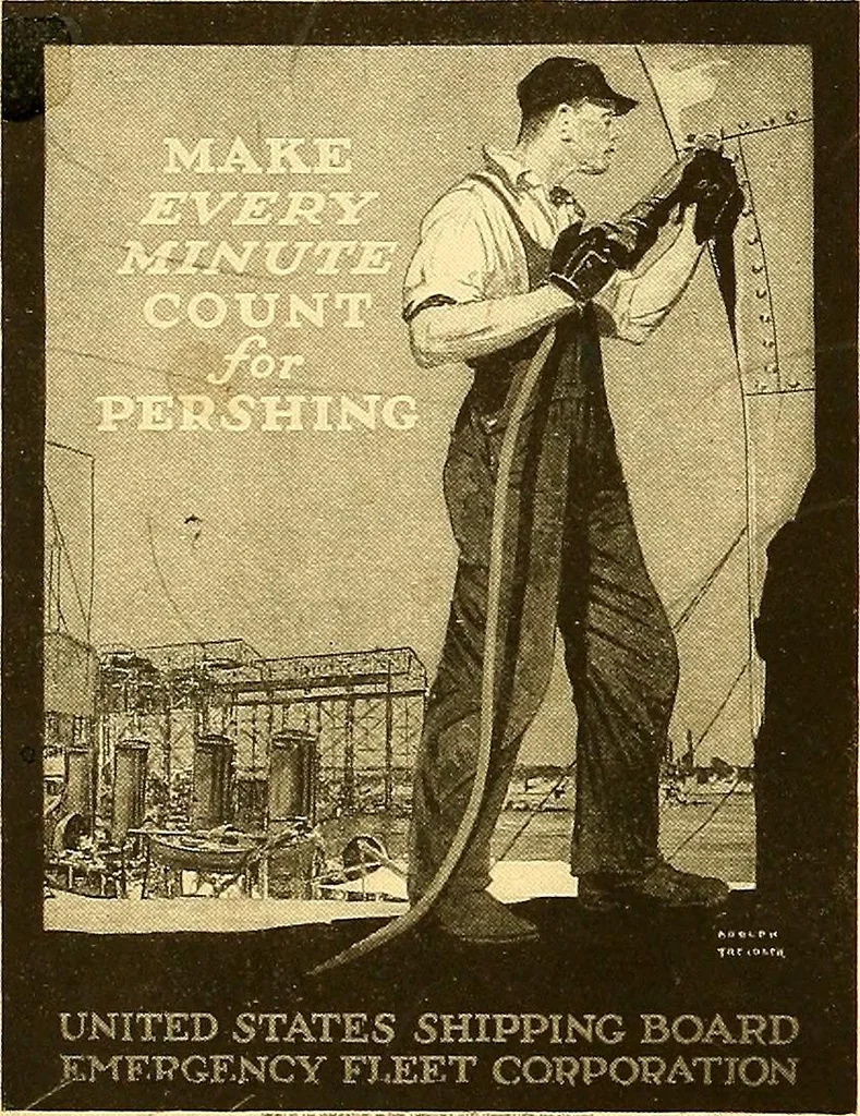 An illustration from Official posters issued by the United States Shipping Board Emergency Fleet Corporation : book no. 1, 1918, leaf 21