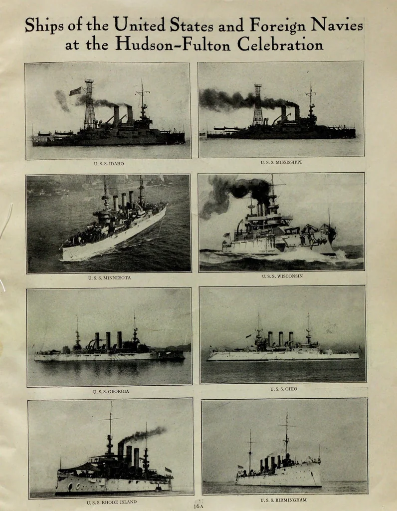 An illustration from Official program, Hudson-Fulton Celebration : discovery of the Hudson River by Henry Hudson, 1609 : inauguration of steam navigation by Robert Fulton, 1807 : September 25 to October 9, 1909, 1909, leaf 21