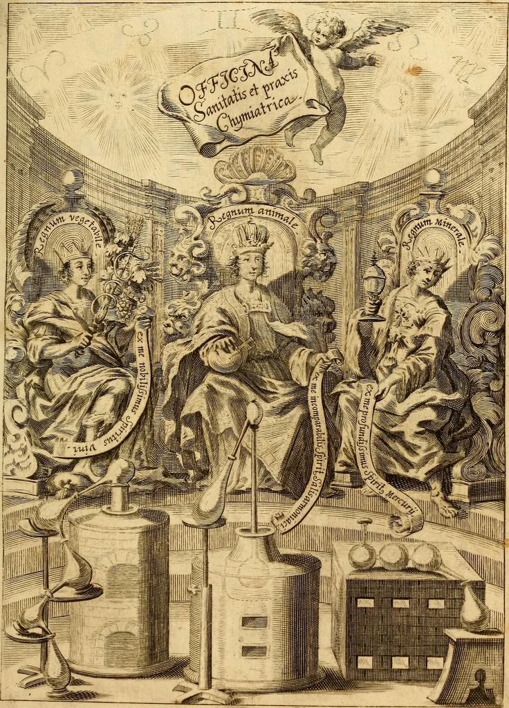 An illustration from Officina sanitatis, sive, Praxis chymiatrica plane aurea, 1677, leaf 6