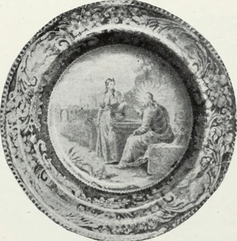 An illustration from The old china book : including Staffordshire, Wedgwood, lustre, and other English pottery and porcelain, 1903, leaf 111