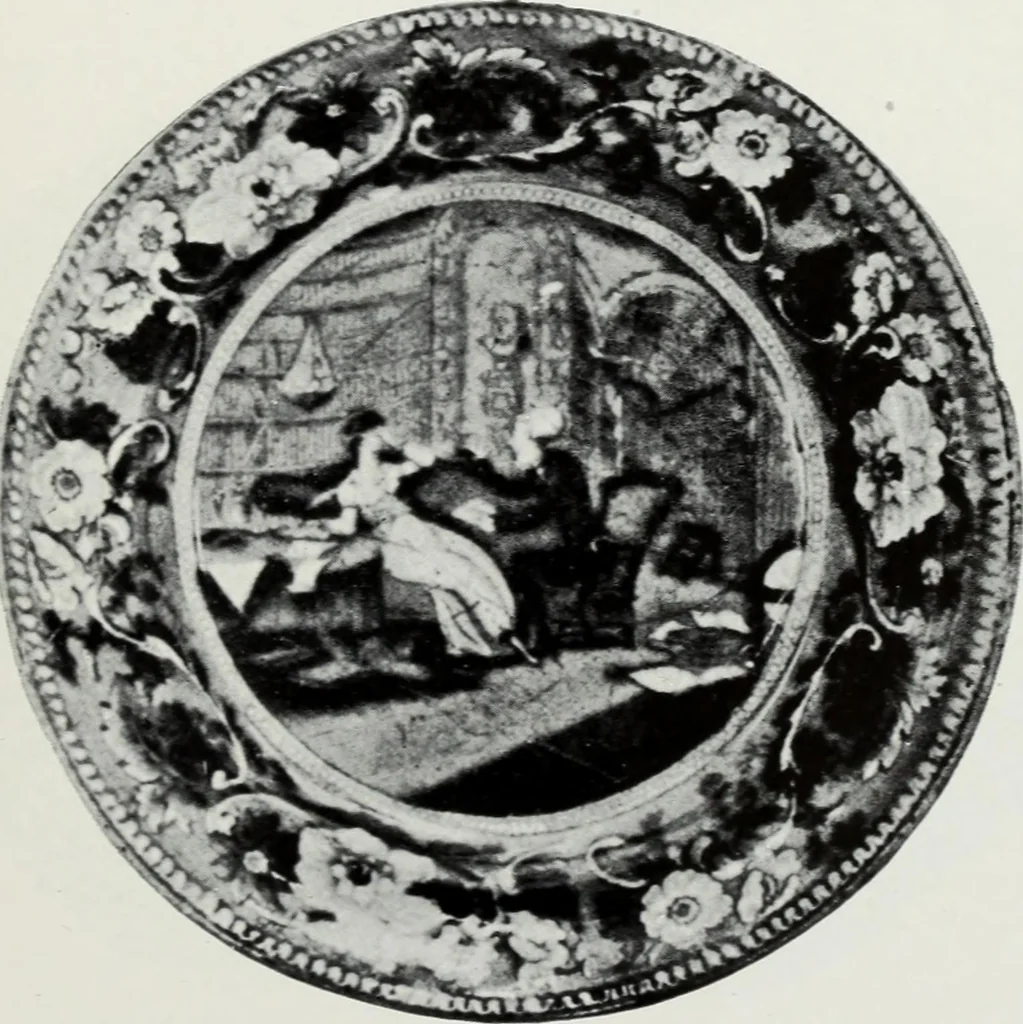 An illustration from The old china book : including Staffordshire, Wedgwood, lustre, and other English pottery and porcelain, 1903, leaf 116