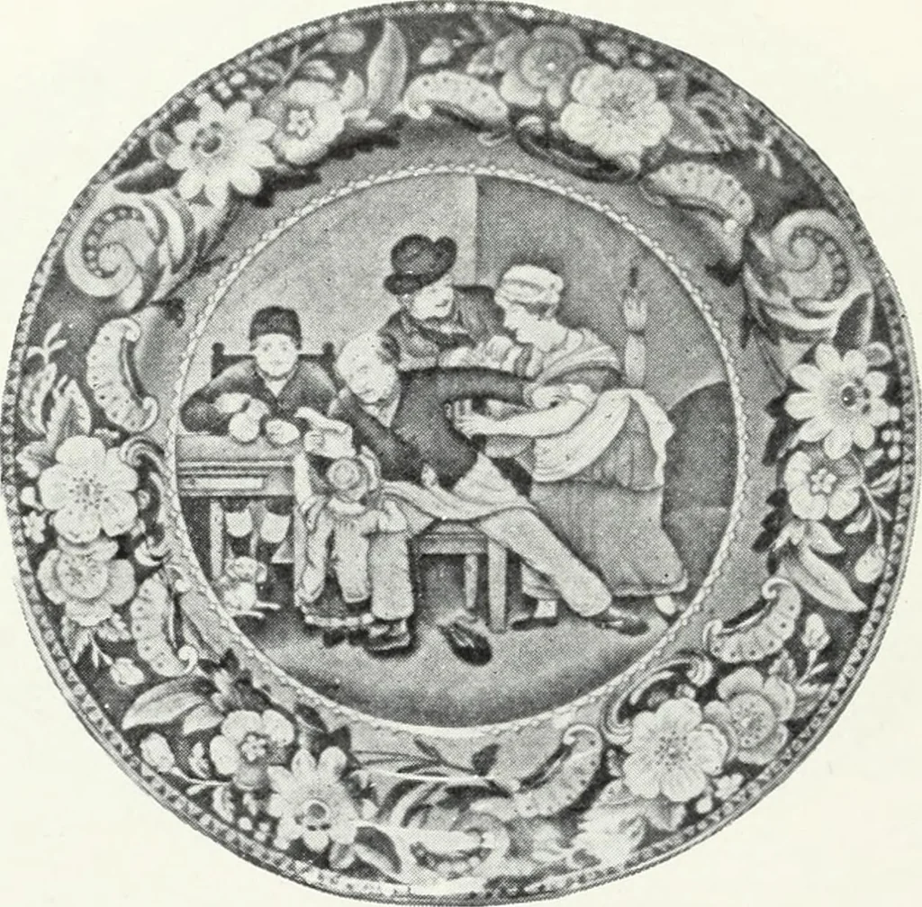 An illustration from The old china book : including Staffordshire, Wedgwood, lustre, and other English pottery and porcelain, 1903, leaf 117