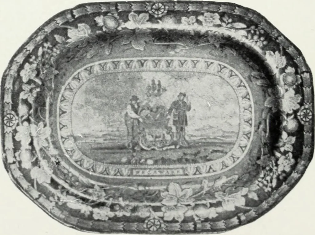 An illustration from The old china book : including Staffordshire, Wedgwood, lustre, and other English pottery and porcelain, 1903, leaf 129