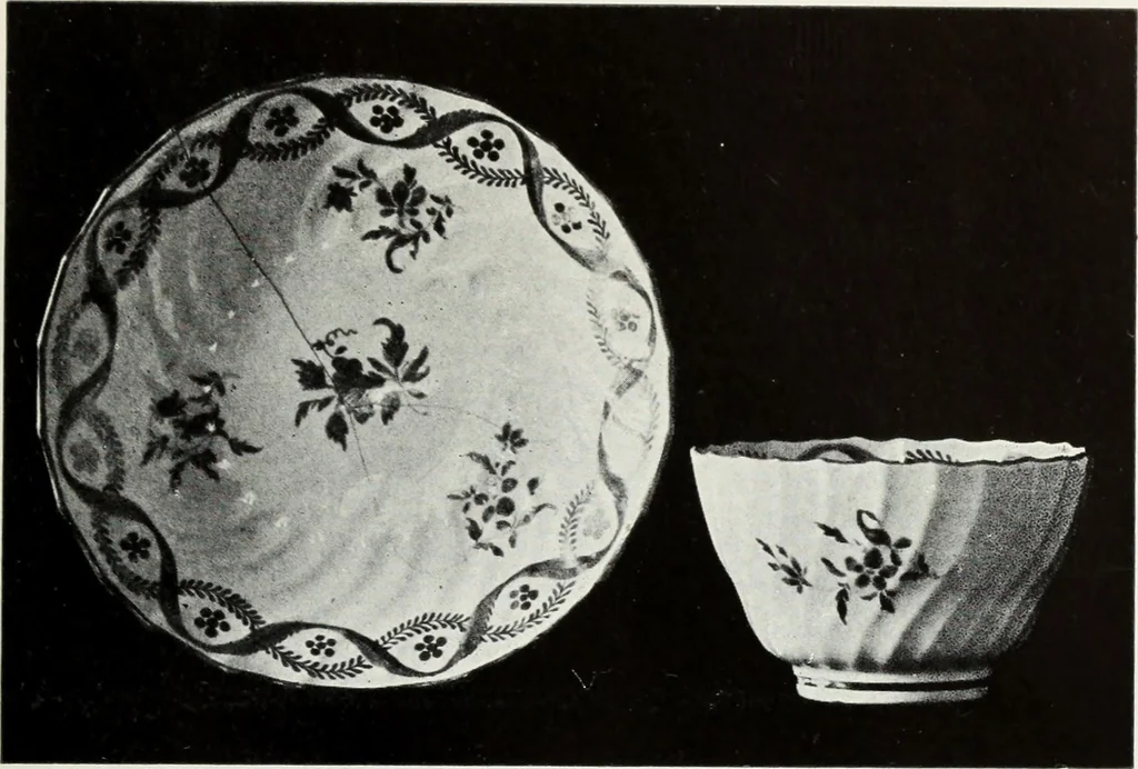 An illustration from The old china book : including Staffordshire, Wedgwood, lustre, and other English pottery and porcelain, 1903, leaf 214