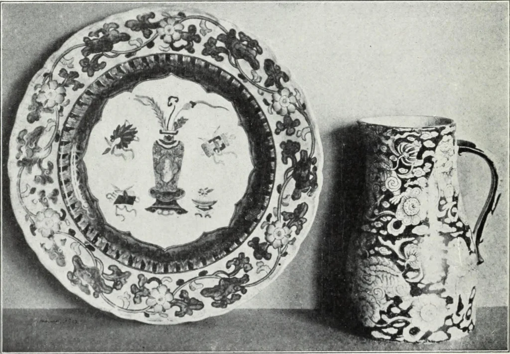 An illustration from The old china book : including Staffordshire, Wedgwood, lustre, and other English pottery and porcelain, 1903, leaf 219