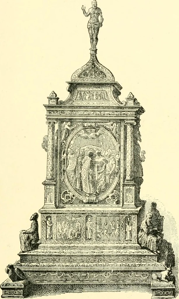 An illustration from Old clocks and watches & their makers, being an historical and descriptive account of the different styles of clocks and watches of the past, in England and abroad, to which is added a list of ten thousand makers, 1904, leaf 100