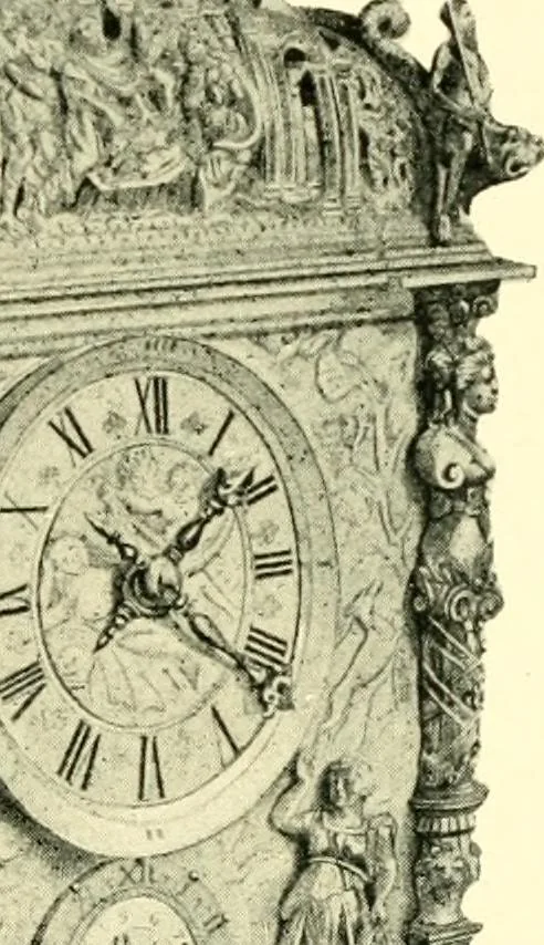 An illustration from Old clocks and watches & their makers, being an historical and descriptive account of the different styles of clocks and watches of the past, in England and abroad, to which is added a list of ten thousand makers, 1904, leaf 116