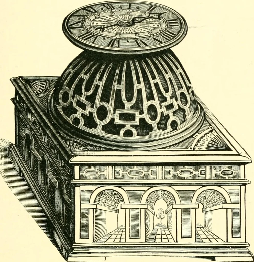 An illustration from Old clocks and watches & their makers, being an historical and descriptive account of the different styles of clocks and watches of the past, in England and abroad, to which is added a list of ten thousand makers, 1904, leaf 118