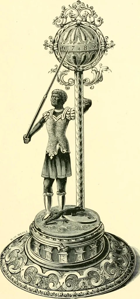 An illustration from Old clocks and watches & their makers, being an historical and descriptive account of the different styles of clocks and watches of the past, in England and abroad, to which is added a list of ten thousand makers, 1904, leaf 130