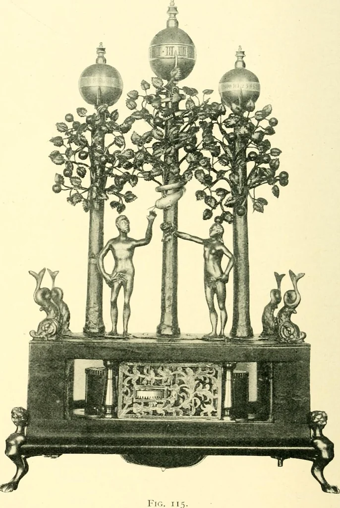 An illustration from Old clocks and watches & their makers, being an historical and descriptive account of the different styles of clocks and watches of the past, in England and abroad, to which is added a list of ten thousand makers, 1904, leaf 133