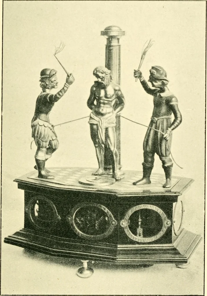 An illustration from Old clocks and watches & their makers, being an historical and descriptive account of the different styles of clocks and watches of the past, in England and abroad, to which is added a list of ten thousand makers, 1904, leaf 134