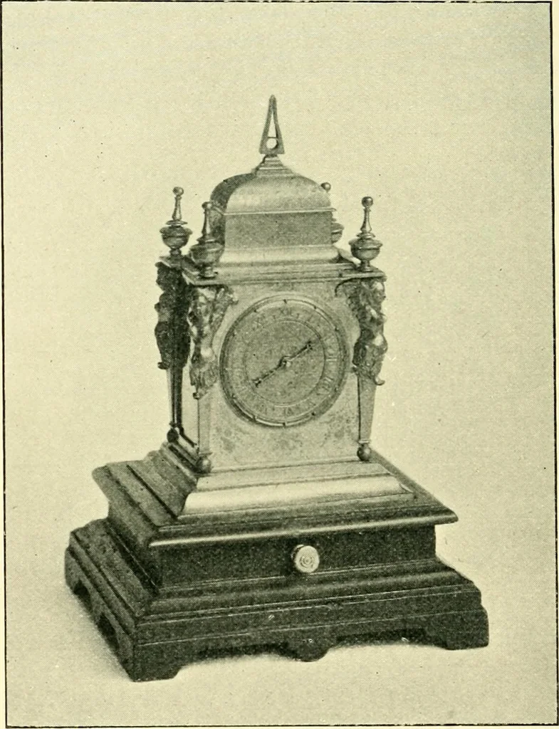 An illustration from Old clocks and watches & their makers, being an historical and descriptive account of the different styles of clocks and watches of the past, in England and abroad, to which is added a list of ten thousand makers, 1904, leaf 137