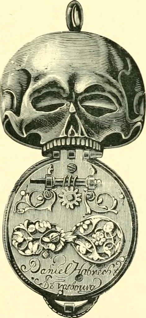 An illustration from Old clocks and watches & their makers, being an historical and descriptive account of the different styles of clocks and watches of the past, in England and abroad, to which is added a list of ten thousand makers, 1904, leaf 146
