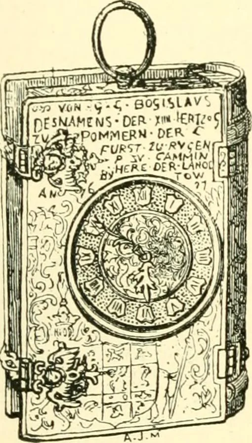 An illustration from Old clocks and watches & their makers, being an historical and descriptive account of the different styles of clocks and watches of the past, in England and abroad, to which is added a list of ten thousand makers, 1904, leaf 160