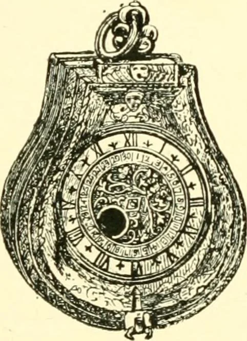 An illustration from Old clocks and watches & their makers, being an historical and descriptive account of the different styles of clocks and watches of the past, in England and abroad, to which is added a list of ten thousand makers, 1904, leaf 160