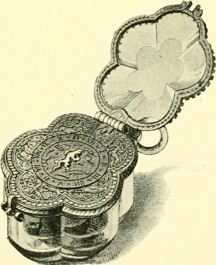 An illustration from Old clocks and watches & their makers, being an historical and descriptive account of the different styles of clocks and watches of the past, in England and abroad, to which is added a list of ten thousand makers, 1904, leaf 164
