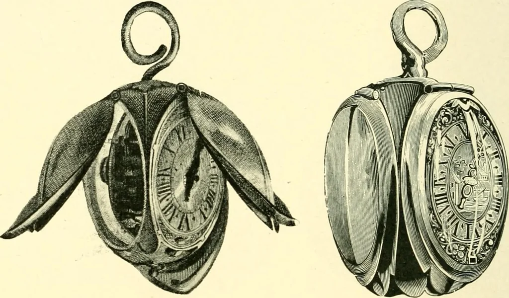 An illustration from Old clocks and watches & their makers, being an historical and descriptive account of the different styles of clocks and watches of the past, in England and abroad, to which is added a list of ten thousand makers, 1904, leaf 167