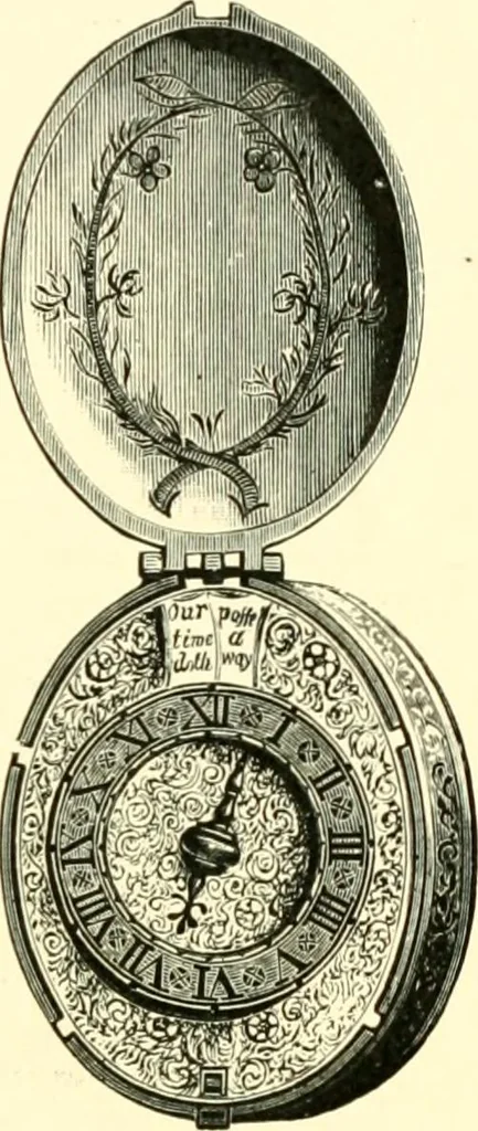An illustration from Old clocks and watches & their makers, being an historical and descriptive account of the different styles of clocks and watches of the past, in England and abroad, to which is added a list of ten thousand makers, 1904, leaf 178