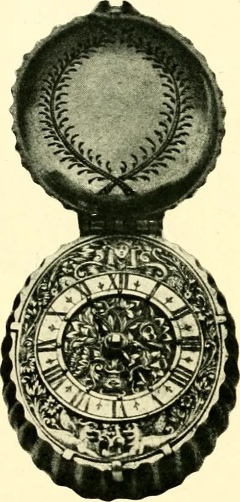 An illustration from Old clocks and watches & their makers, being an historical and descriptive account of the different styles of clocks and watches of the past, in England and abroad, to which is added a list of ten thousand makers, 1904, leaf 179