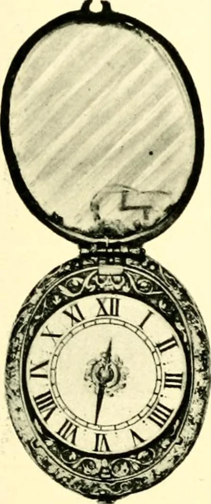 An illustration from Old clocks and watches & their makers, being an historical and descriptive account of the different styles of clocks and watches of the past, in England and abroad, to which is added a list of ten thousand makers, 1904, leaf 180